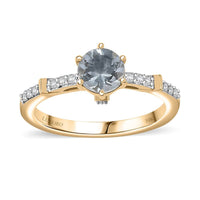 Luxoro 10K Yellow Gold Premium Mangoro Aquamarine, Moissanite Ring (Size 7.0) 0.90 ctw