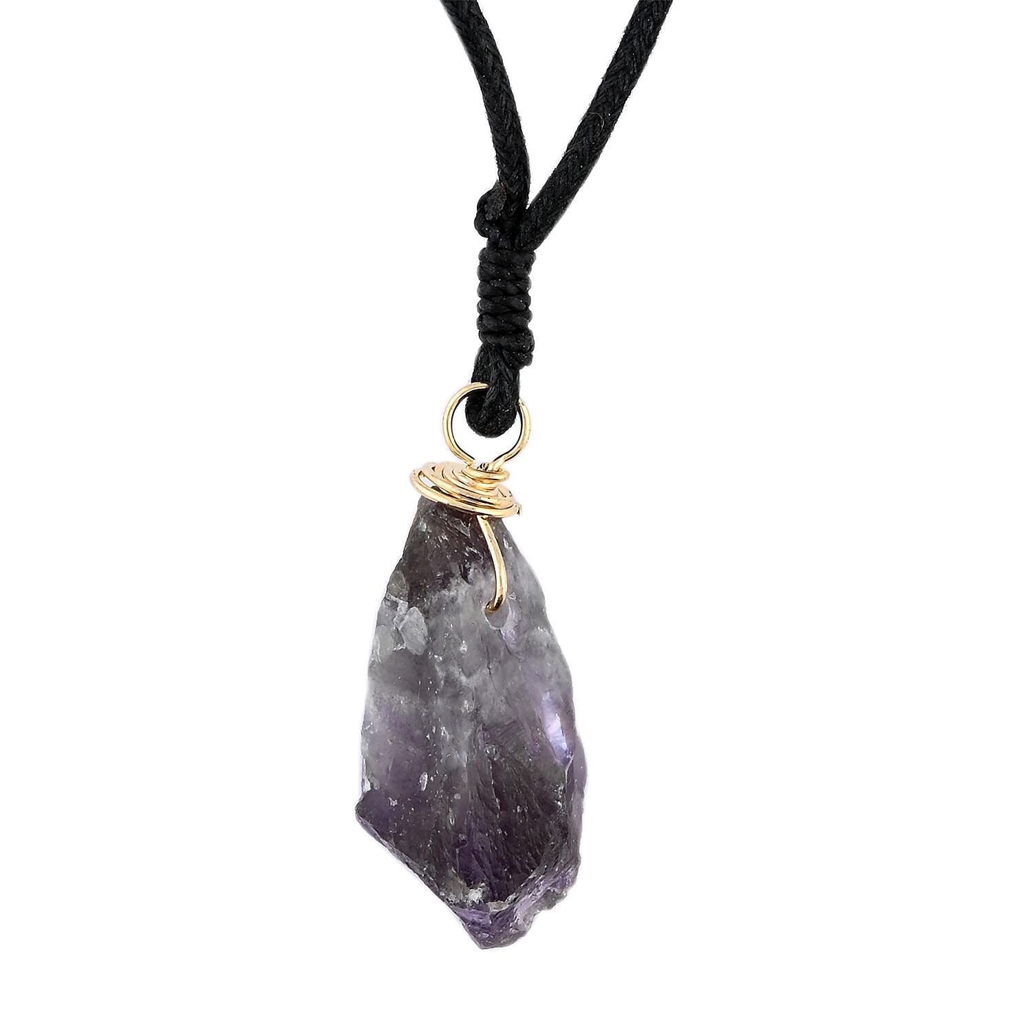 Amethyst Pendant with Cloth Necklace (22 Inches) in Goldtone 82.50 ctw