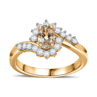 AAA Turkizite, Moissanite Ring in 18K Vermeil YG Over Sterling Silver (Size 10.0) 0.90 ctw