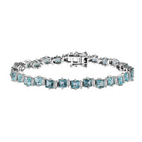 Epic Deal Premium Batroke Blue Apatite, Moissanite Bracelet in Rhodium Over Sterling Silver (6.50 In) 11.00 ctw
