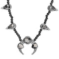 Artisan Crafted White Buffalo Squash BlossomNecklace 18 Inches in Black Oxidized Sterling Silver 36.15 ctw - Sticky add to cart bar