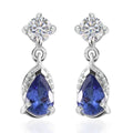 AAA Tanzanite and Moissanite Drop Earrings in Rhodium Over Sterling Silver 1.20 ctw - Sticky add to cart bar