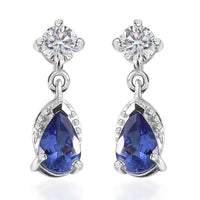 AAA Tanzanite and Moissanite Drop Earrings in Rhodium Over Sterling Silver 1.20 ctw