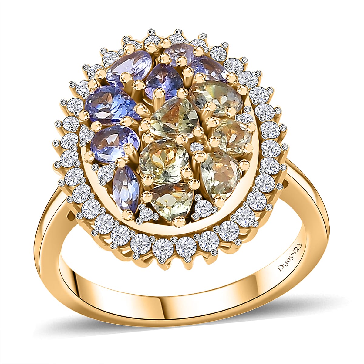 Tanzanite, Multi Gemstone Ring in 18K Vermeil YG Over Sterling Silver (Size 10.0) 2.60 ctw