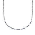 Tanzanite Paper Clip Chain Necklace 20 Inches in Rhodium Over Sterling Silver 3.65 ctw - Sticky add to cart bar