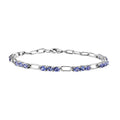 Tanzanite Paper Clip Bracelet in Rhodium Over Sterling Silver (7.25 In) 3.00 ctw - Sticky add to cart bar
