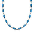 Blue Howlite, Austrian Crystal Station Necklace (20 Inches) in Silvertone 90.00 ctw - Sticky add to cart bar