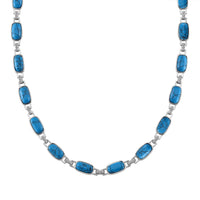 Blue Howlite, Austrian Crystal Station Necklace (20 Inches) in Silvertone 90.00 ctw
