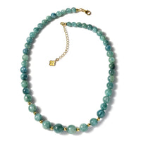 D'Joy Green Kyanite Beaded Necklace 18-20 Inches in Vermeil Yellow Gold Over Sterling Silver 323.00 ctw