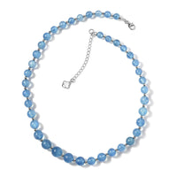 Aquamarine Beaded Necklace 18-20 Inches in Rhodium Over Sterling Silver 185.00 ctw