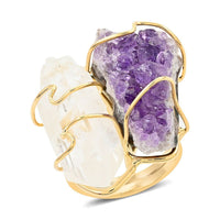 African Amethyst, Crystal Ring in Goldtone (Size 7.0) 40.00 ctw