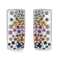 GP Royal Art Deco Collection Multi Sapphire Earrings in Rhodium Over Sterling Silver 1.90 ctw