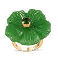 Green Jade Carved, Chrome Diopside Floral Ring in Vermeil YG Over Sterling Silver (Size 7.0) 42.65 ctw - Sticky add to cart bar