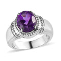 African Amethyst Solitaire Ring in Stainless Steel (Size 10) 2.35 ctw - Sticky add to cart bar