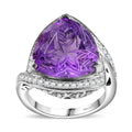African Amethyst, White Zircon Ring in Platinum Over Sterling Silver (Size 11.0) 9.65 ctw - Sticky add to cart bar