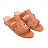 Aerosole Cognac Faux Leather Ankle Strap Sandal - 6