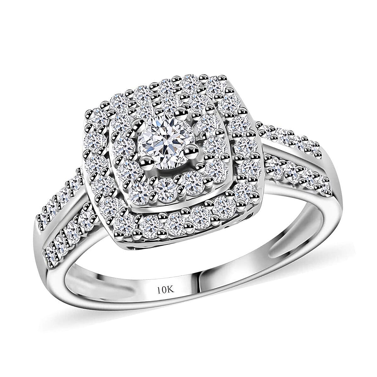 JCK Vegas Deal 10K White Gold Luxuriant Lab Grown Diamond Ring (Size 6.0) 0.75 ctw