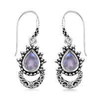 Bali Legacy Moon Glow Moonstone Half Moon Earrings in Sterling Silver 3.25 ctw
