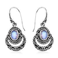 Bali Legacy Moon Glow Moonstone Half Moon Dangle Earrings in Sterling Silver 2.40 ctw