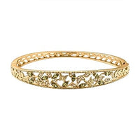 Simulated Green and White Diamond Bangle Bracelet in 18K YG Plated (7.50 In) 2.90 ctw