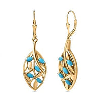 Sleeping Beauty Turquoise Cluster 0.80 ctw Earrings in Vermeil YG Over Sterling Silver