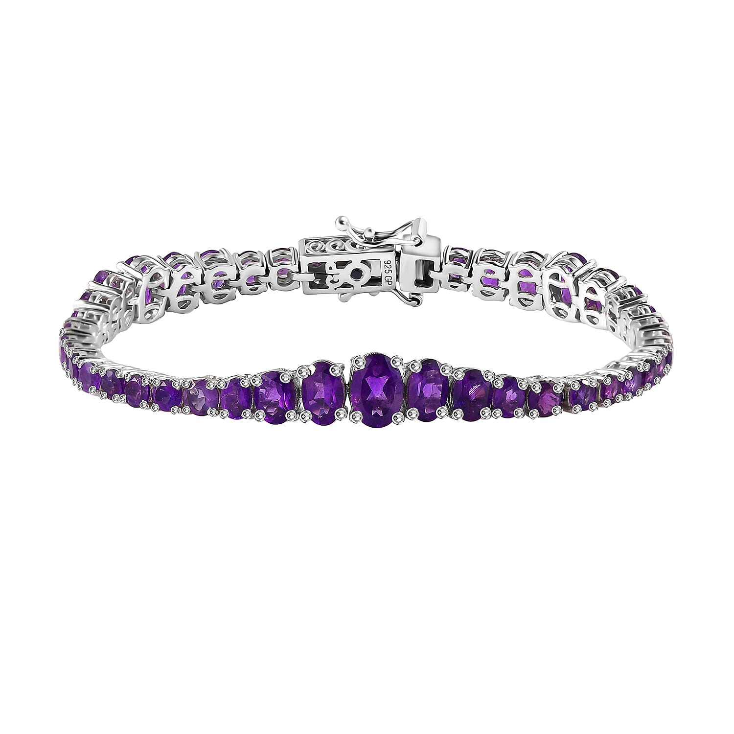 GP African Amethyst Bracelet in Rhodium Over Sterling Silver (6.50 In) 9.80 ctw