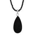 Elite Shungite Pendant with Thai Black Spinel Beaded Necklace (18 Inches) in Rhodium Over Sterling Silver - Sticky add to cart bar