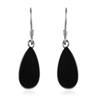 Elite Shungite Dangle Earrings in Rhodium Over Sterling Silver