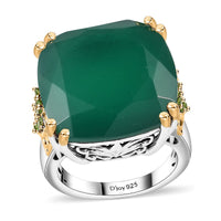 Green Onyx, Chrome Diopside Ring in Vermeil YG and Platinum Over Sterling Silver (Size 10.0) 18.75 ctw