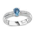 Santa Maria Aquamarine, White Zircon Ring in Rhodium Over Sterling Silver (Size 10.0) 0.65 ctw - Sticky add to cart bar