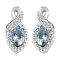 Santa Maria Aquamarine and White Zircon Leaf Earrings in Rhodium Over Sterling Silver 0.40 ctw - Sticky add to cart bar