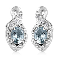 Santa Maria Aquamarine and White Zircon Leaf Earrings in Rhodium Over Sterling Silver 0.40 ctw