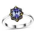 Tanzanite, Multi Diamond (IR and Natural) (0.15 cts) Ring in Rhodium Over Sterling Silver (Size 10.0) 1.15 ctw - Sticky add to cart bar