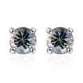 Peacock Tanzanite Solitaire Stud Earrings in Rhodium Over Sterling Silver 1.00 ctw - Sticky add to cart bar