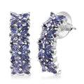 Tanzanite Floral Earrings in Rhodium Over Sterling Silver 4.00 ctw - Sticky add to cart bar
