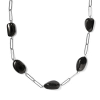 TLV Elite Shungite Station Necklace (20 Inches) in Rhodium Over Sterling Silver 50.00 ctw