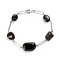 TLV Elite Shungite Station Bracelet in Rhodium Over Sterling Silver (7.50 In) 27.00 ctw