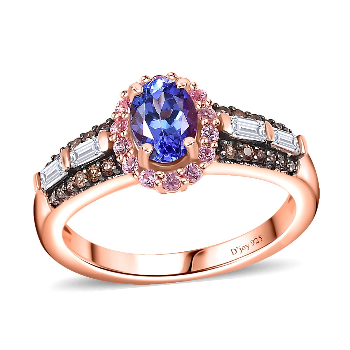 AAA Tanzanite, Multi Gemstone Ring in 18K Vermeil RG Over Sterling Silver (Size 7.0) 1.65 ctw