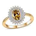 Golden Tanzanite, White Zircon Ring in 18K Vermeil YG Over Sterling Silver (Size 7.0) 1.65 ctw - Sticky add to cart bar