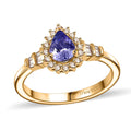 Tanzanite, Natural Champagne Diamond (0.20 cts) Ring in 18K Vermeil YG Over Sterling Silver (Size 6.0) 0.85 ctw - Sticky add to cart bar