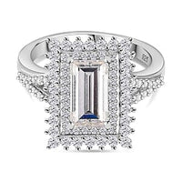 Moissanite 2.98 ctw Cluster Ring in Rhodium Over Sterling Silver (Size 6.5)