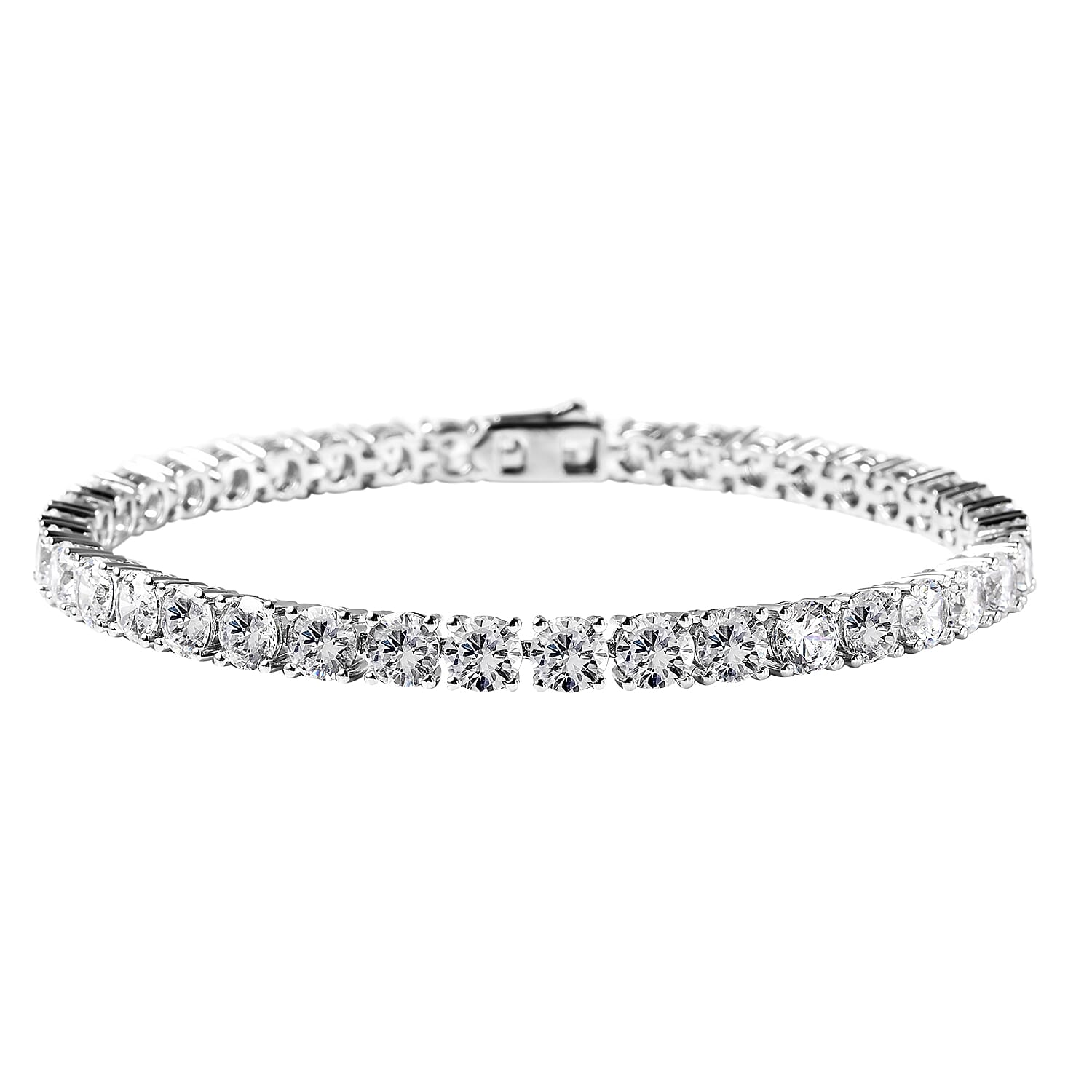 Moissanite (Rnd 5 mm) Tennis Bracelet in Platinum Over Sterling Silver (6.50 In) 14.10 ctw