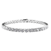 Moissanite (Rnd 5 mm) Tennis Bracelet in Platinum Over Sterling Silver (6.50 In) 14.10 ctw