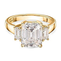 Moissanite Ring in 18K Vermeil YG Over Sterling Silver (Size 10.0) 5.60 ctw