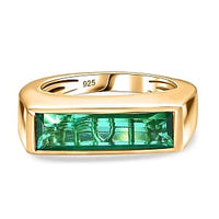 Emeraldine Triplet Quartz 3.20 ctw Ring in Vermeil Yellow Gold Over Sterling Silver (Size 8)
