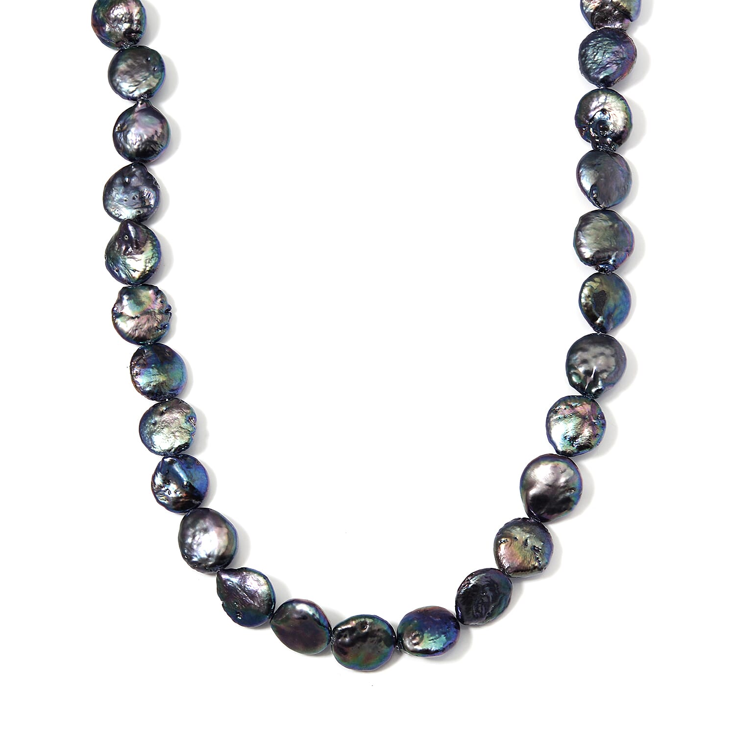 Peacock Freshwater Pearl Necklace 20 Inches in Silvertone