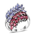 Tanzanite, Multi Gemstone Ring in Rhodium Over Sterling Silver (Size 7.0) 4.00 ctw - Sticky add to cart bar