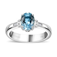Luxoro 10K White Gold Premium Santa Maria Aquamarine, Diamond (G-H, I2) Ring (Size 6.0) 1.20 ctw