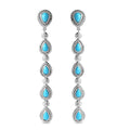 Sleeping Beauty Turquoise Dangling Earrings in Rhodium Over Sterling Silver 4.60 ctw - Sticky add to cart bar
