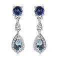 Santa Maria Aquamarine and Multi Gemstone Drop Earrings in Rhodium Over Sterling Silver 1.15 ctw - Sticky add to cart bar